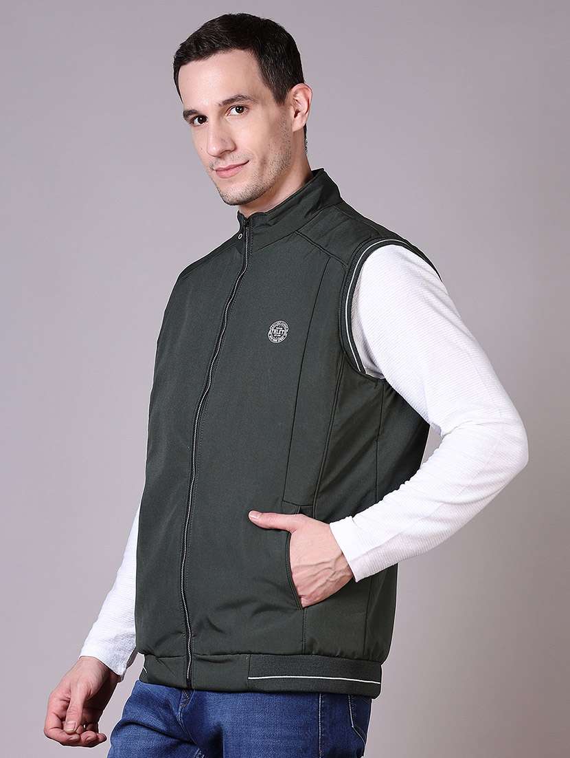 men solid sleeveless bomber jacket - 21618667 -  Standard Image - 2
