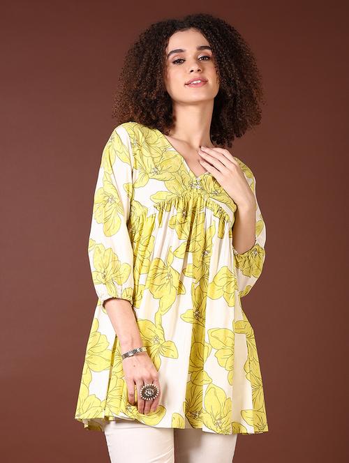 women floral printed v neck flared kurti - 21618721 -  Standard Image - 0
