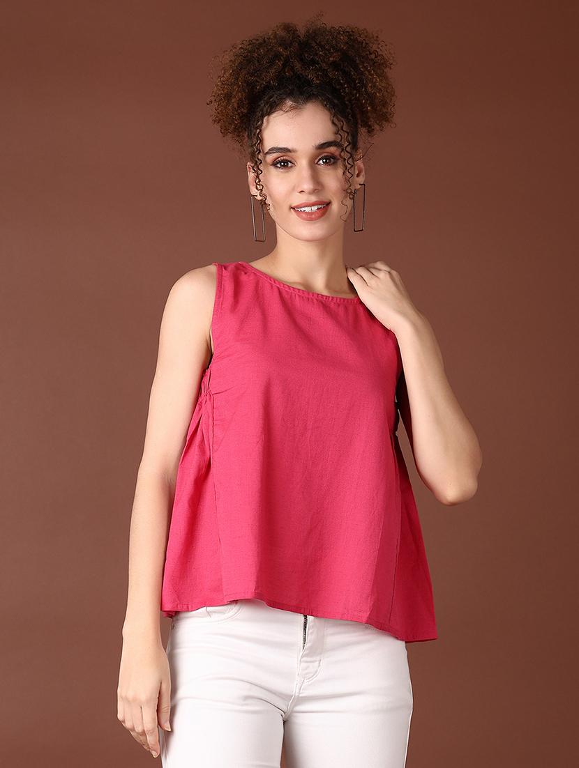 women solid sleeveless a-line top - 21618759 -  Zoom Image - 0