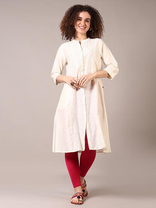 women solid mandarin neck a-line kurta - 21618766 -  Standard Image - 0