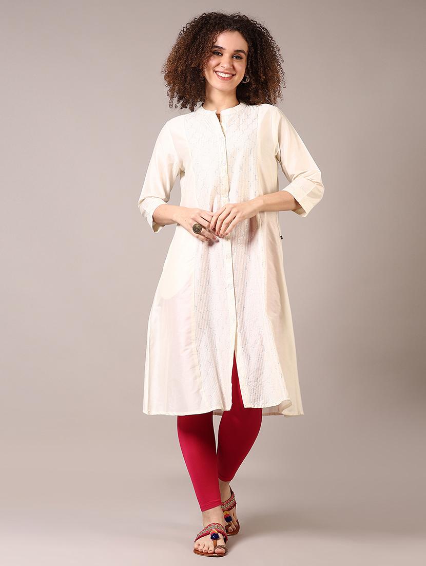 women solid mandarin neck a-line kurta - 21618766 -  Zoom Image - 0