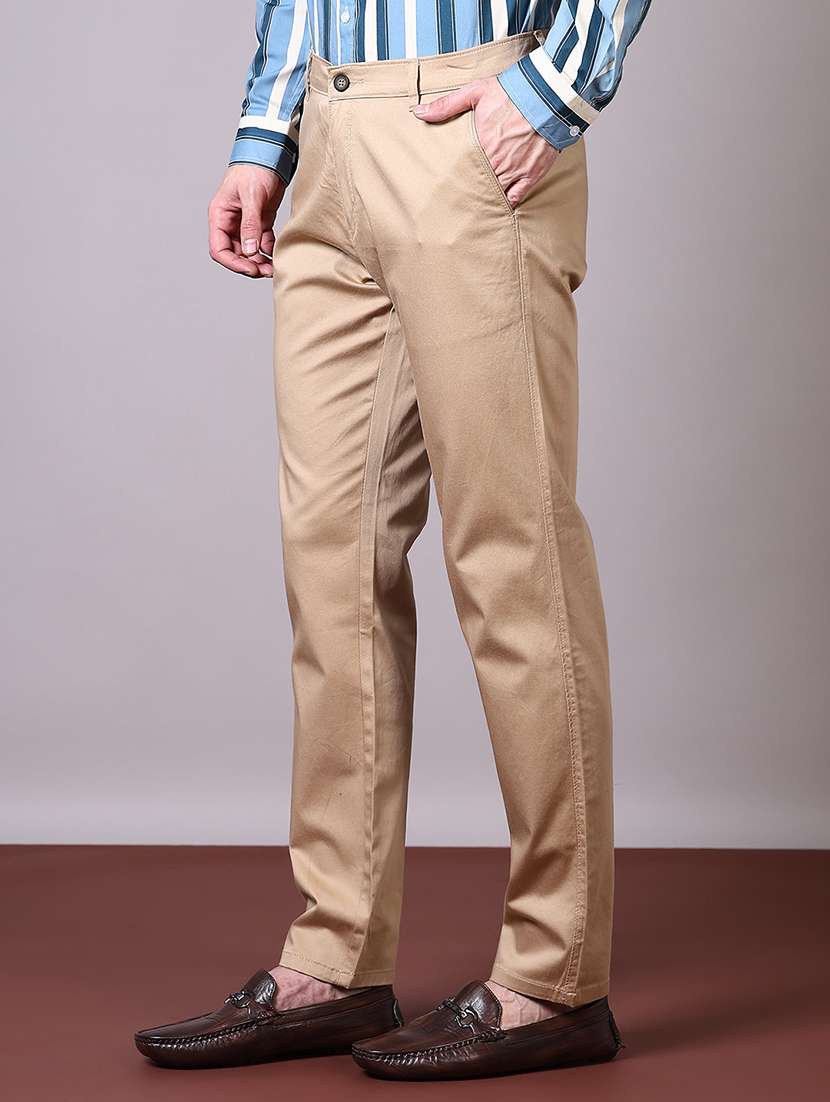 men solid mid rise chinos trouser - 21618782 -  Standard Image - 2