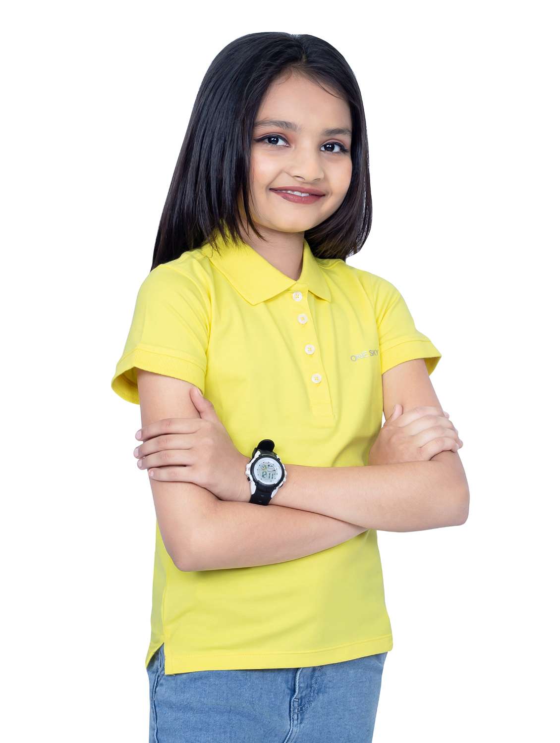 girls solid short sleeves polo t-shirt - 21618877 - Standard Image - 2