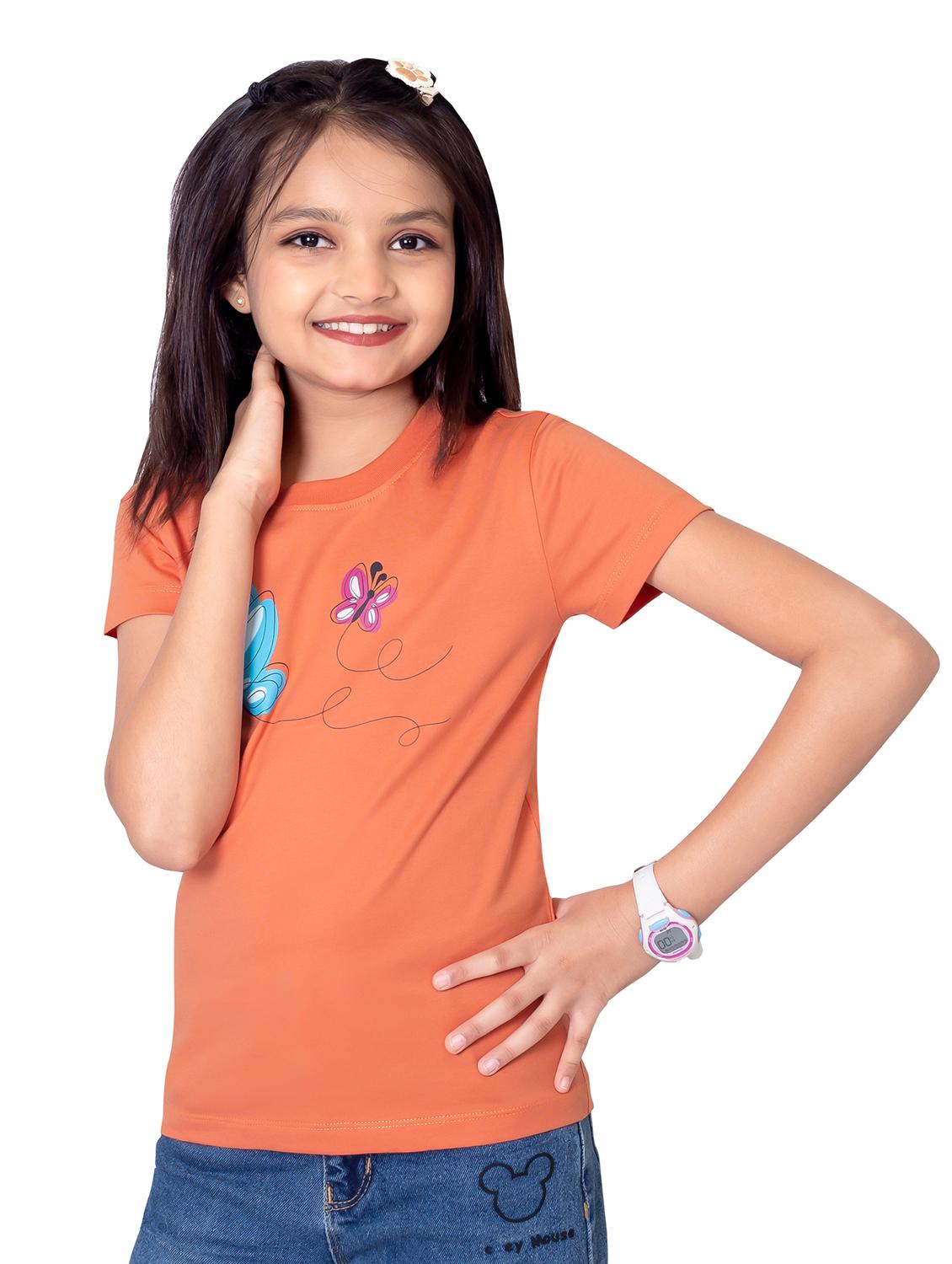 girls round neck printed short sleeves t-shirt - 21618881 - Standard Image - 2