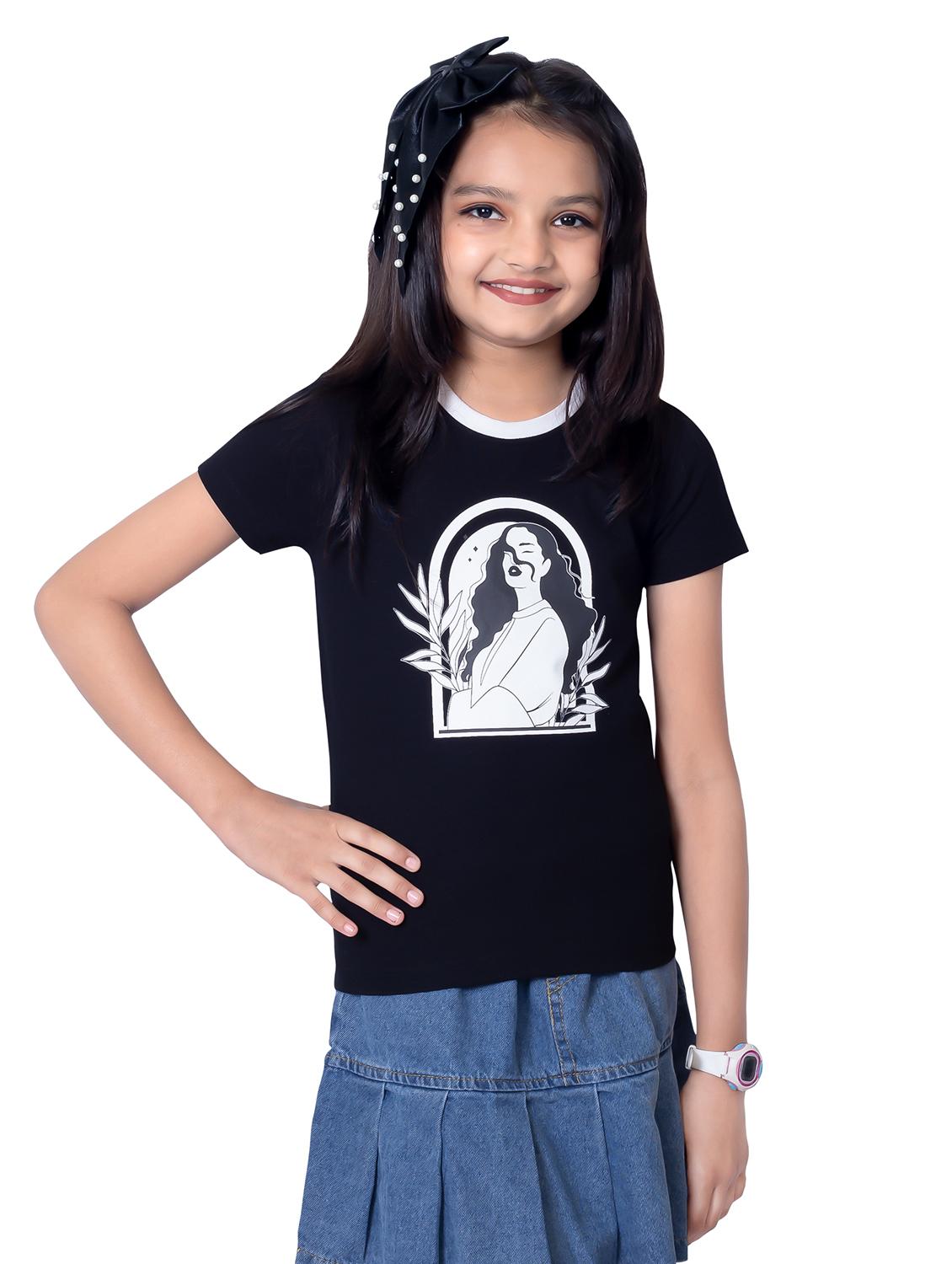 girls round neck printed short sleeves t-shirt - 21618896 - Standard Image - 2