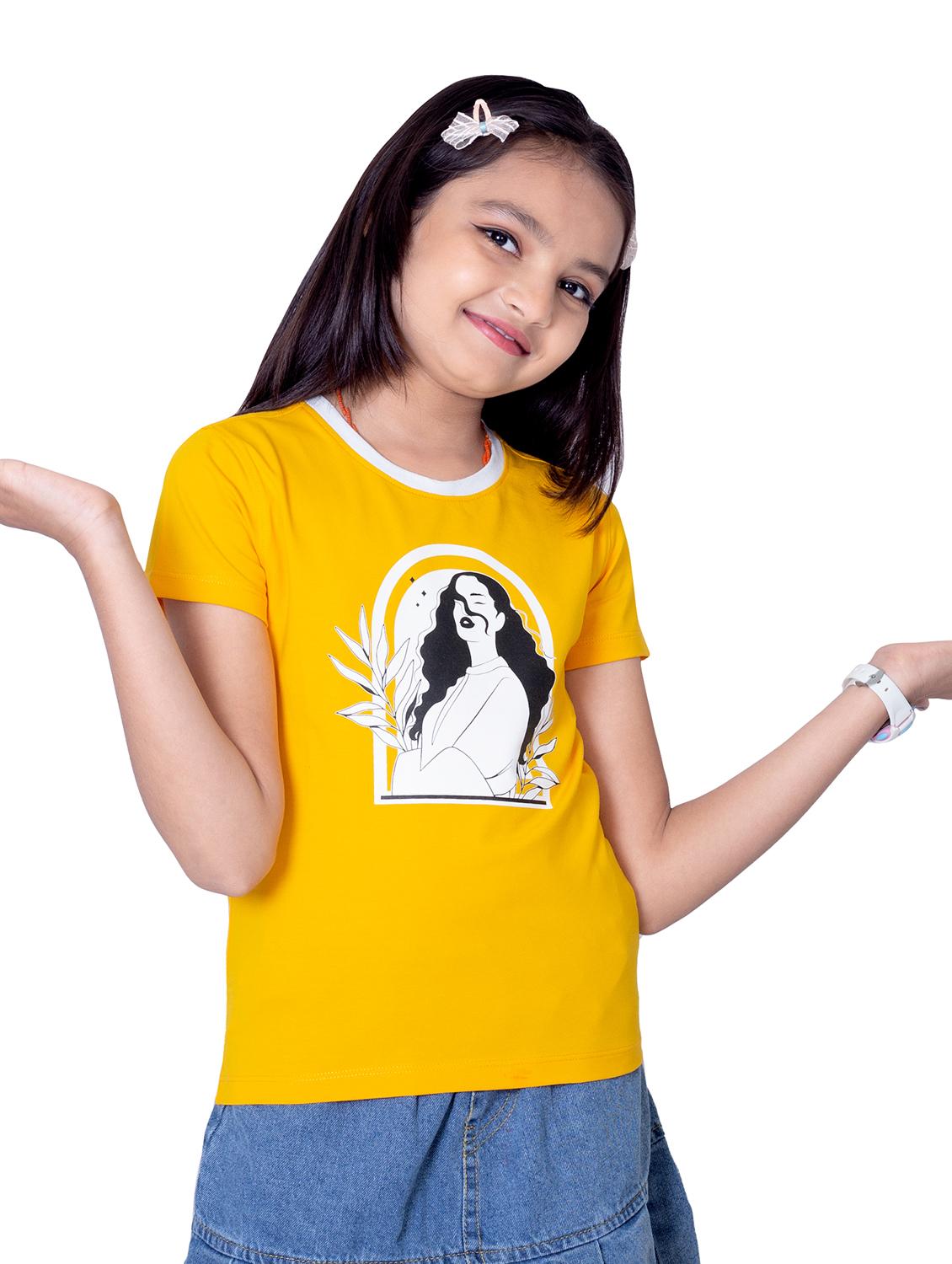 girls round neck printed short sleeves t-shirt - 21618897 - Standard Image - 2