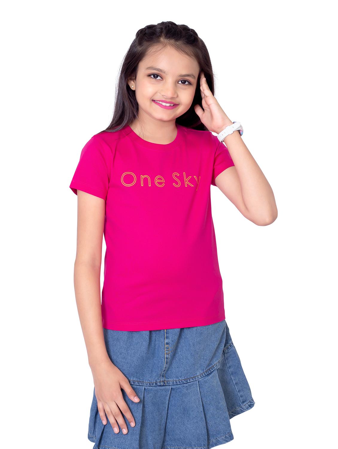girls round neck printed short sleeves t-shirt - 21618900 - Standard Image - 2
