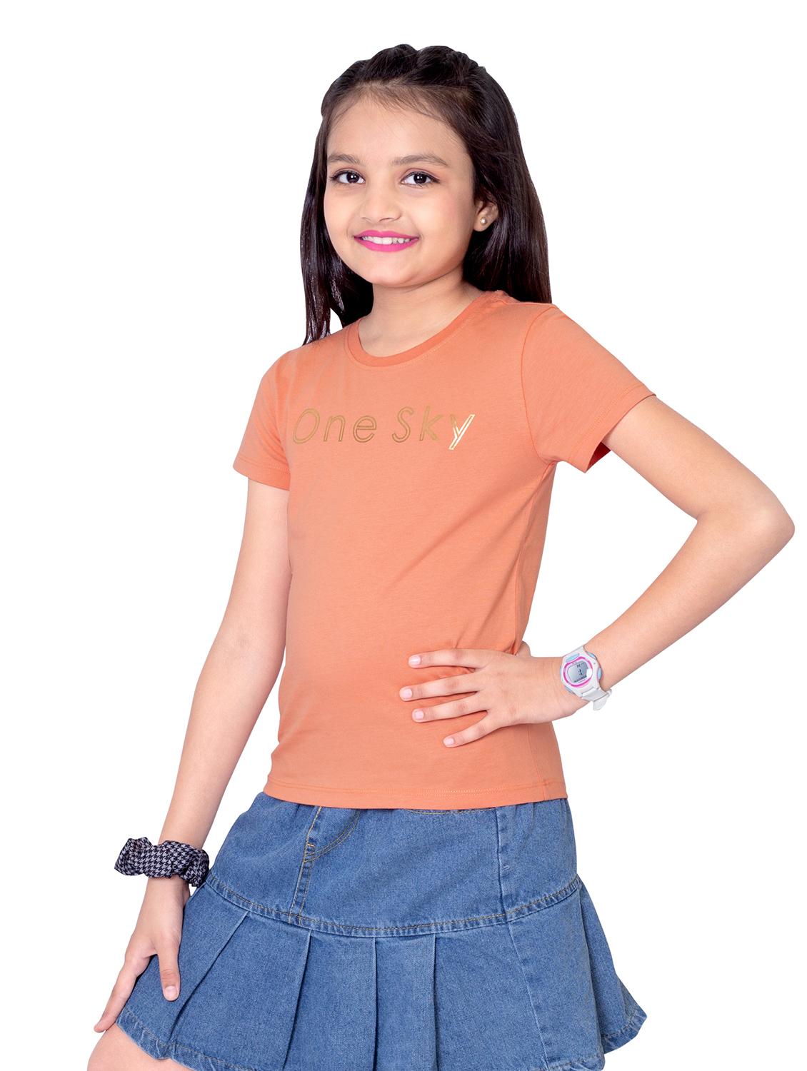 girls round neck printed short sleeves t-shirt - 21618901 - Standard Image - 2