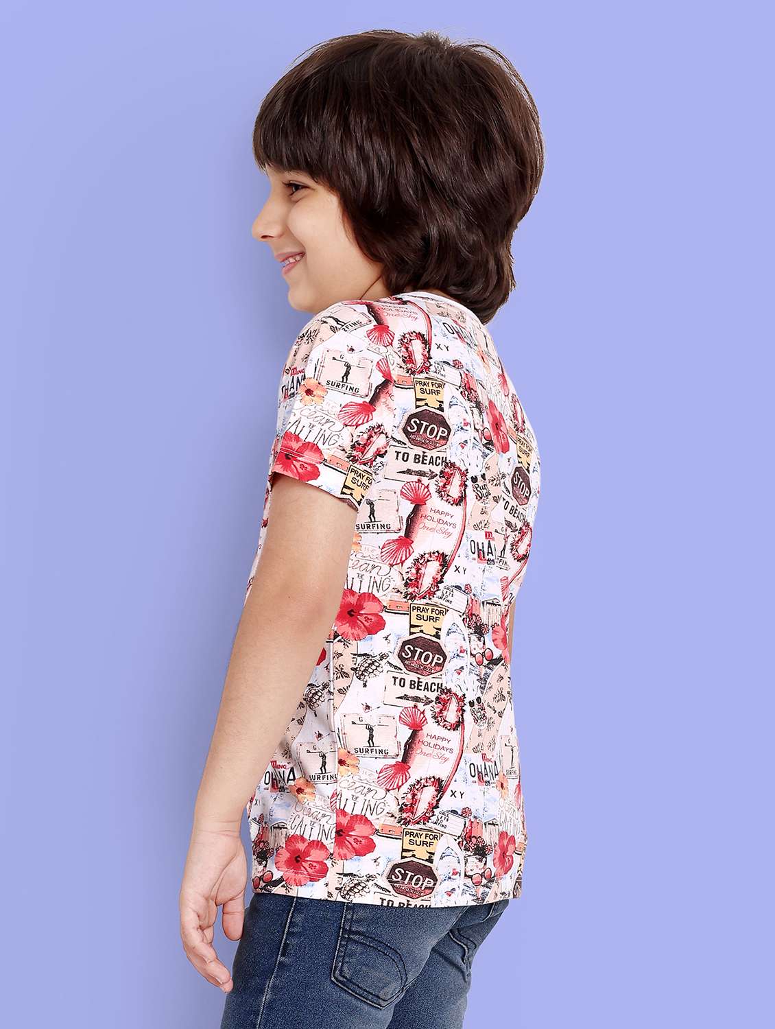 boys round neck printed short sleeves t-shirt - 21618905 -  Standard Image - 2