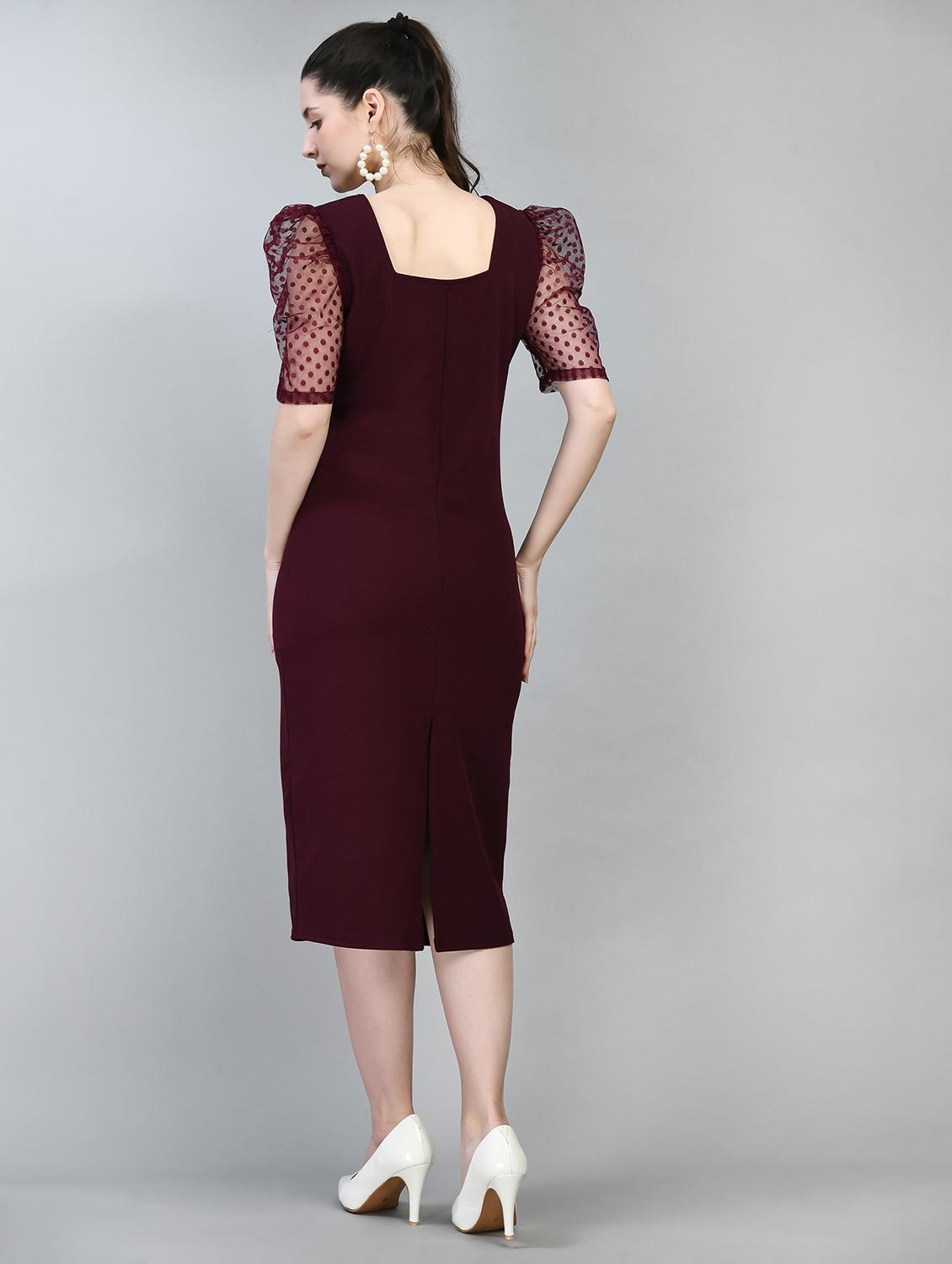 women solid short sleeves bodycon dress - 21619606 -  Standard Image - 2