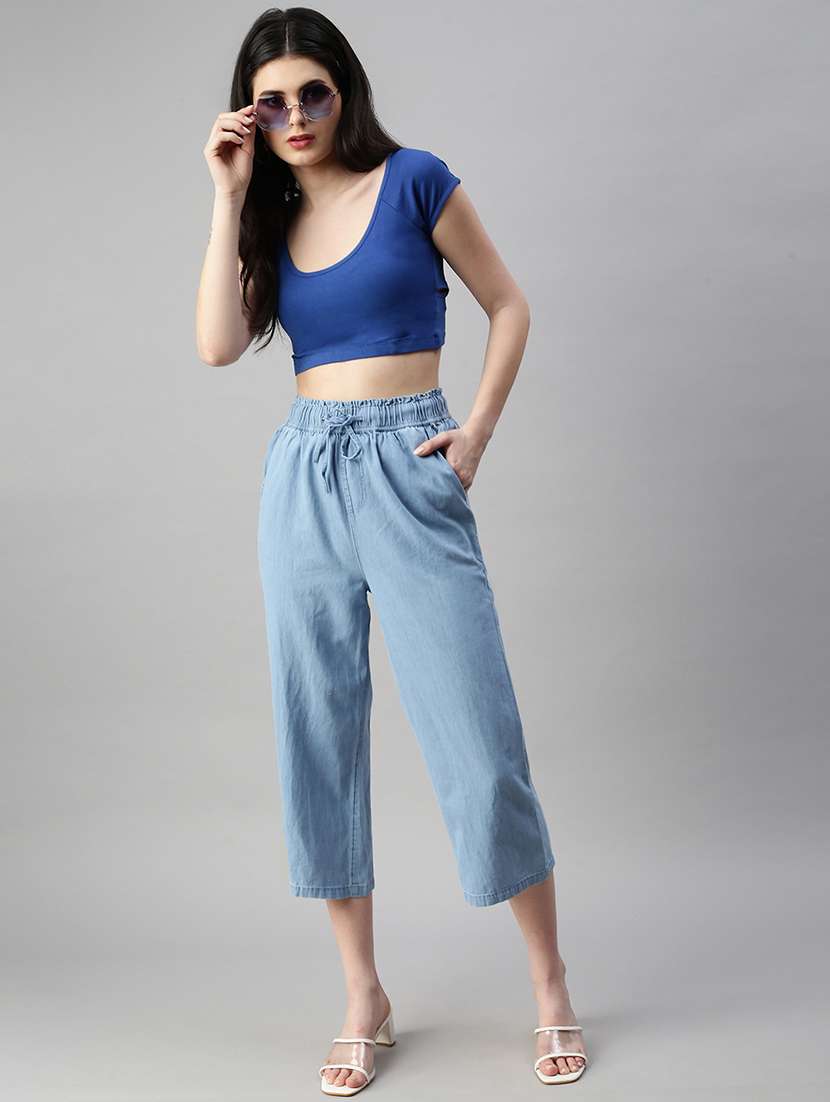 Women Solid Calf Length Palazzo