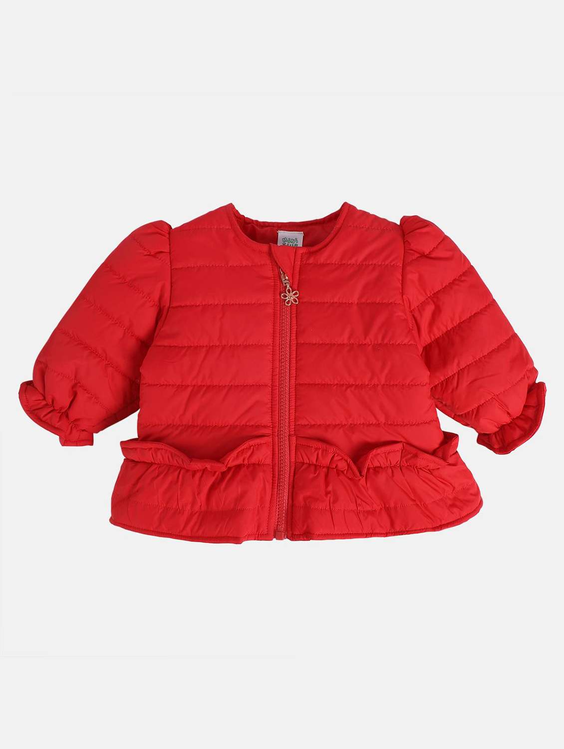 girls solid long sleeves quilted jacket