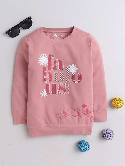 girls typographic full sleeves tees
