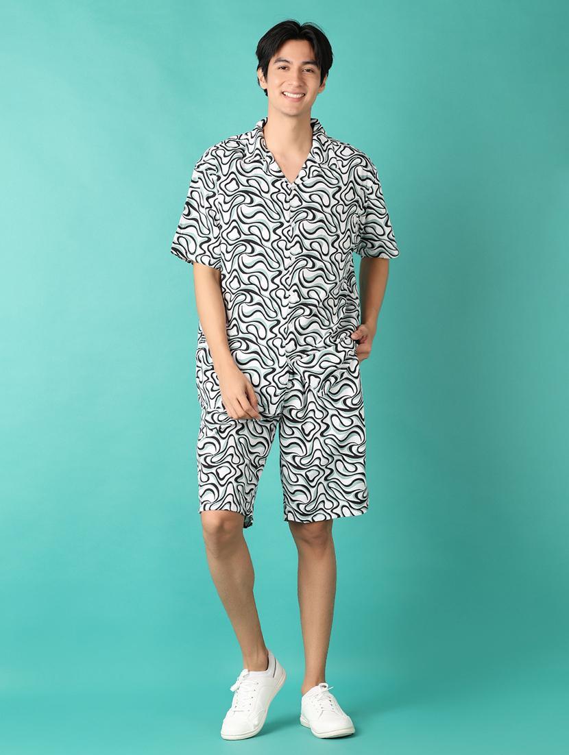 men printed short sleeve casual shirt - 21620397 - Standard Image - 2