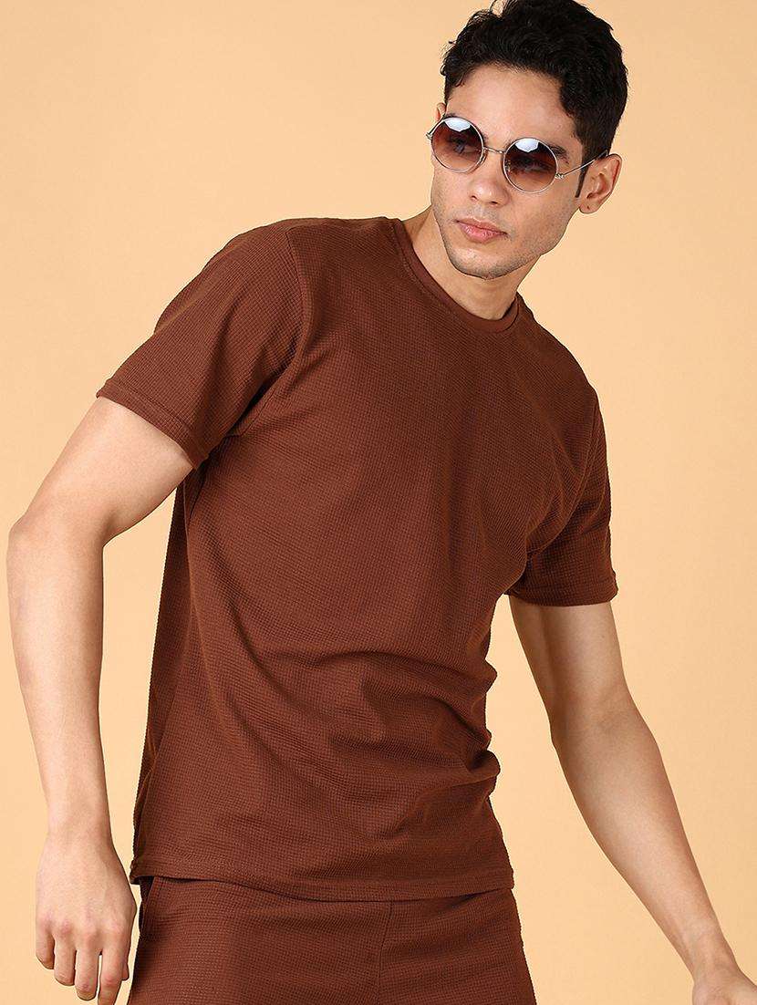 men solid short sleeve regular fit t-shirt