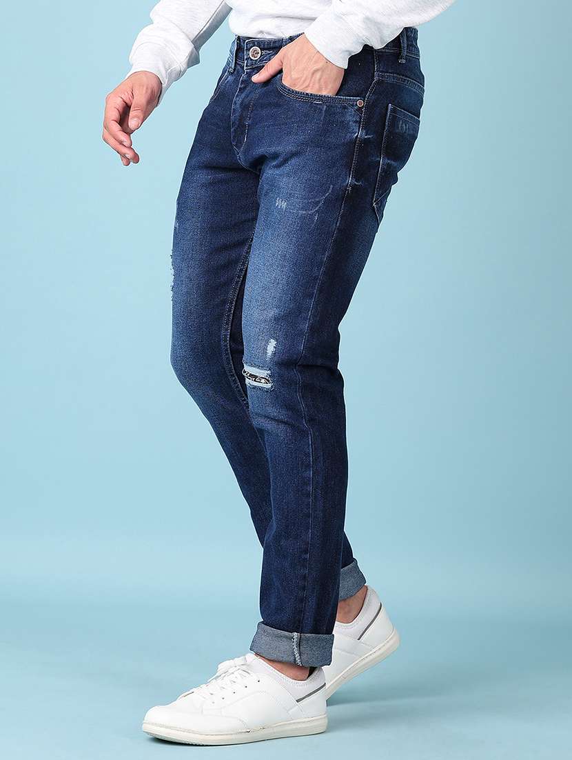 men mid rise distressed slim fit jeans - 21620460 -  Standard Image - 2