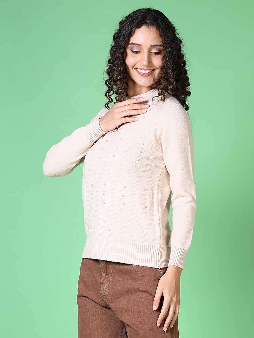 women pearl embellished long sleeve pullover - 21620765 -  Standard Image - 2