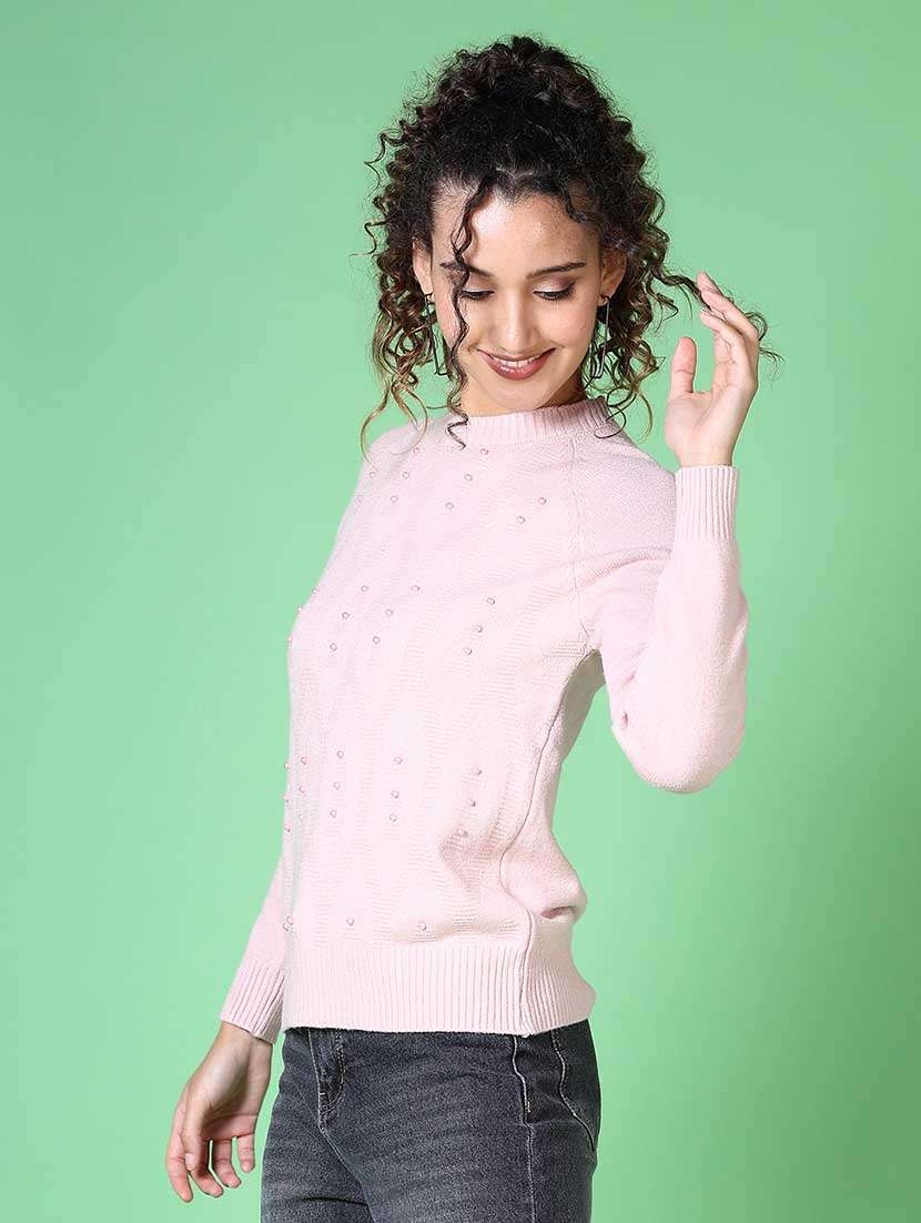 women pearl embellished long sleeve pullover - 21620766 -  Standard Image - 2