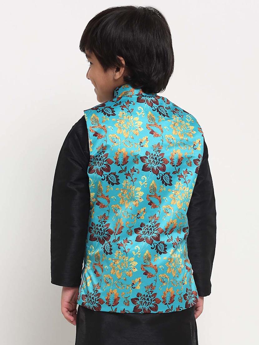 kids floral mandarin neck nehru jacket - 21621039 - Standard Image - 2