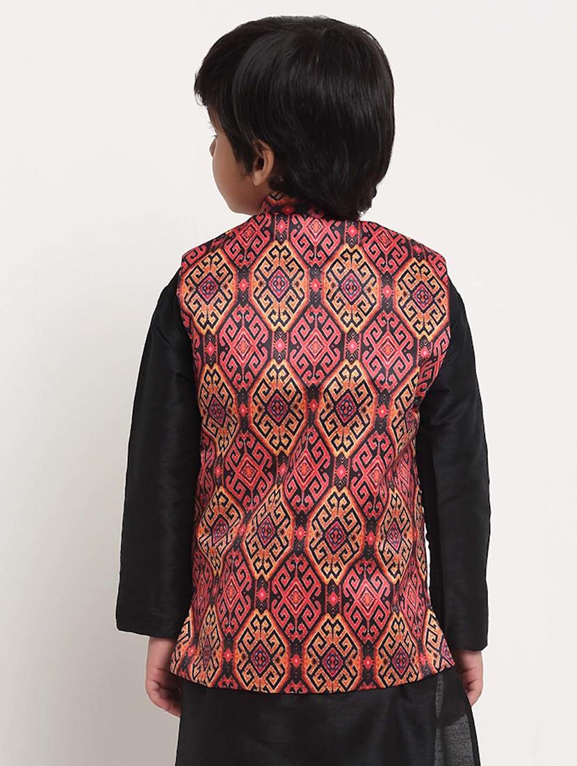 kids printed mandarin neck nehru jacket - 21621045 - Standard Image - 2