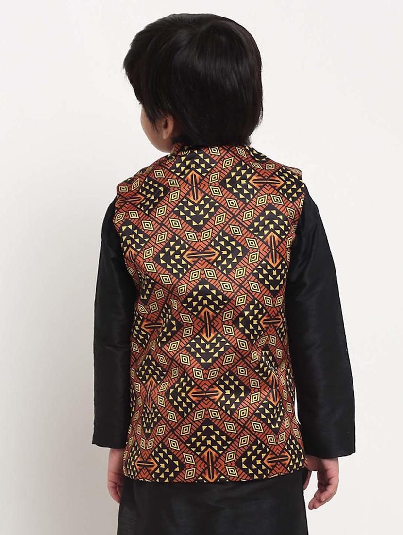 boys mandarin neck printed nehru jacket - 21621047 - Standard Image - 2