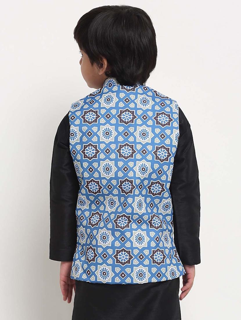 boys mandarin neck printed nehru jacket - 21621048 - Standard Image - 2