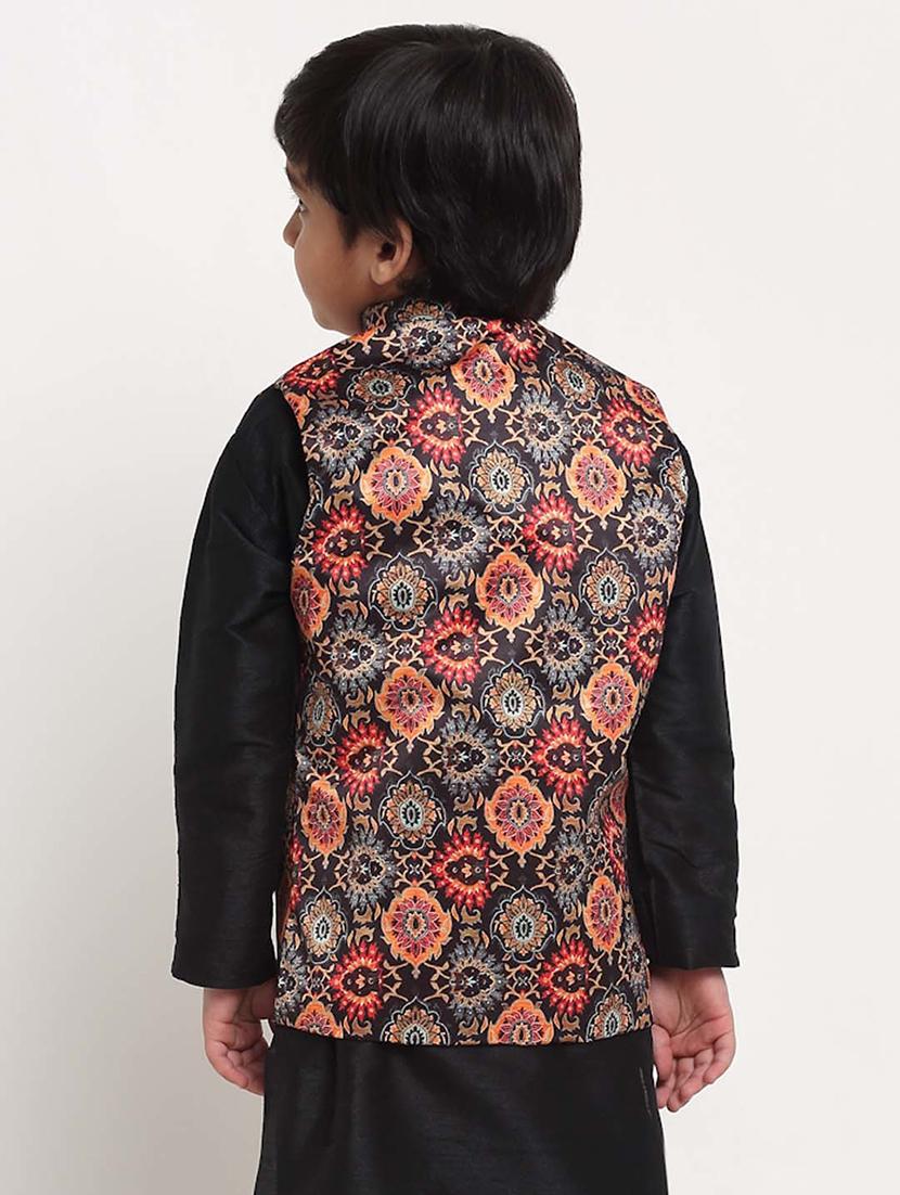 kids printed mandarin neck nehru jacket - 21621049 - Standard Image - 2