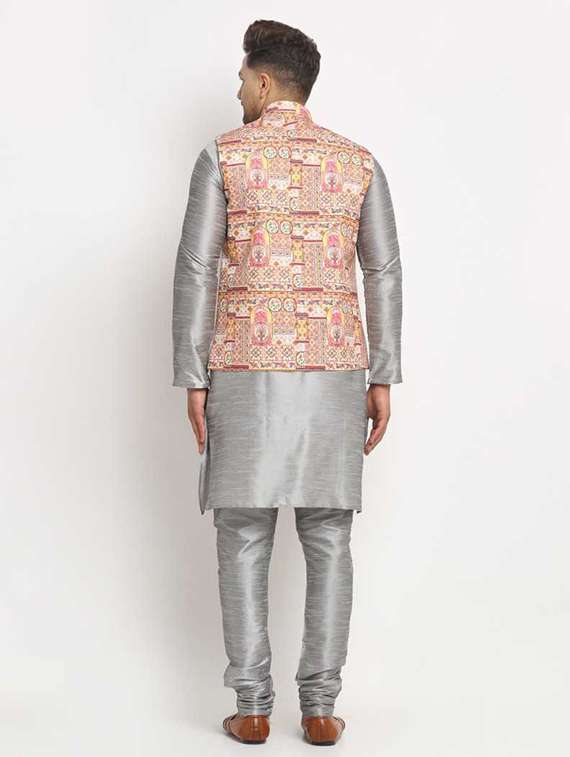 men kurta churidar with jacket ethnic wear set - 21621240 - Standard Image - 2