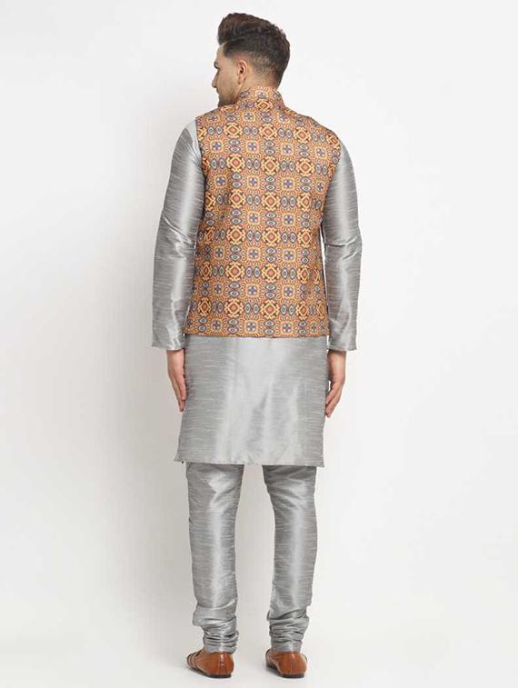 men kurta churidar with jacket ethnic wear set - 21621244 - Standard Image - 2