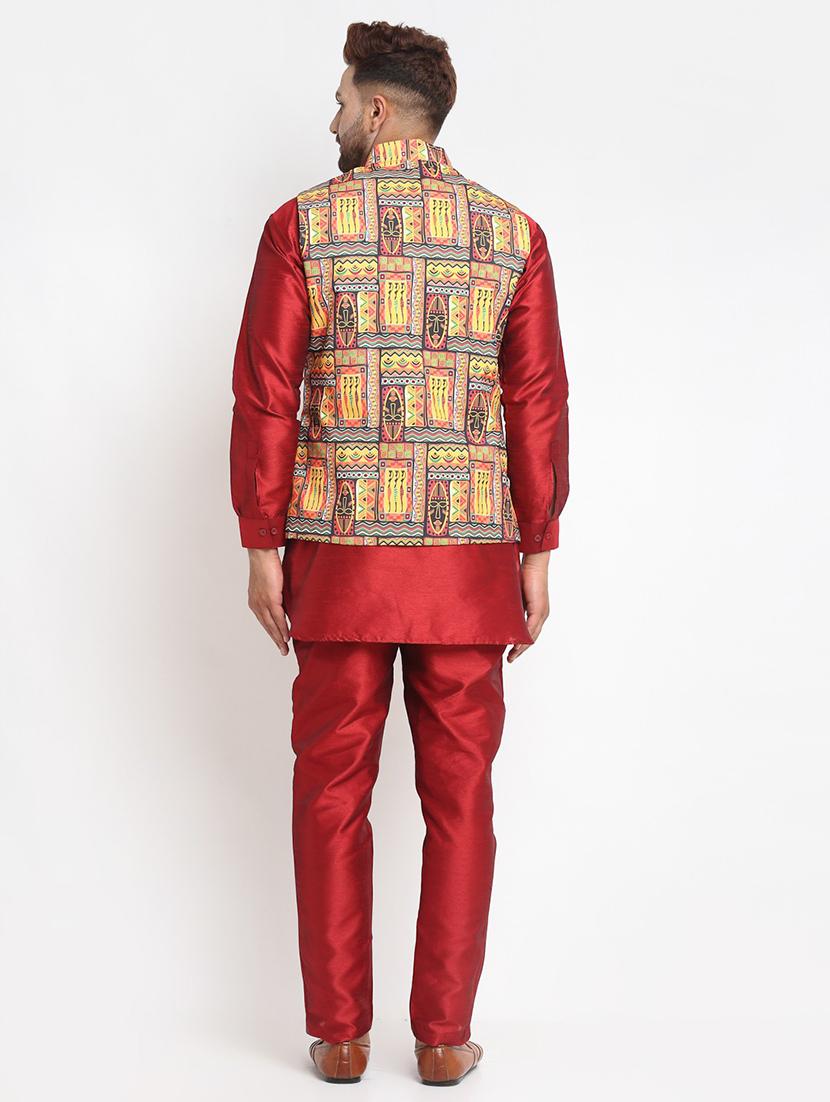men kurta pyjama with jacket ethnic wear set - 21621383 - Standard Image - 2
