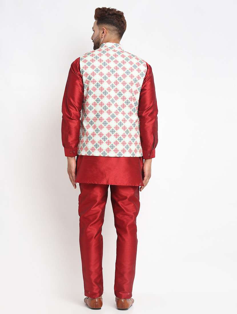 men kurta pyjama with jacket ethnic wear set - 21621388 - Standard Image - 2