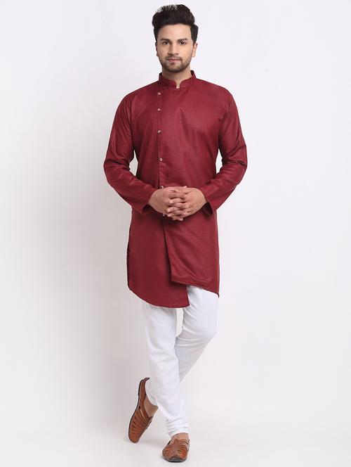 men solid long sleeve ethnic wear set - 21621429 - Standard Image - 0