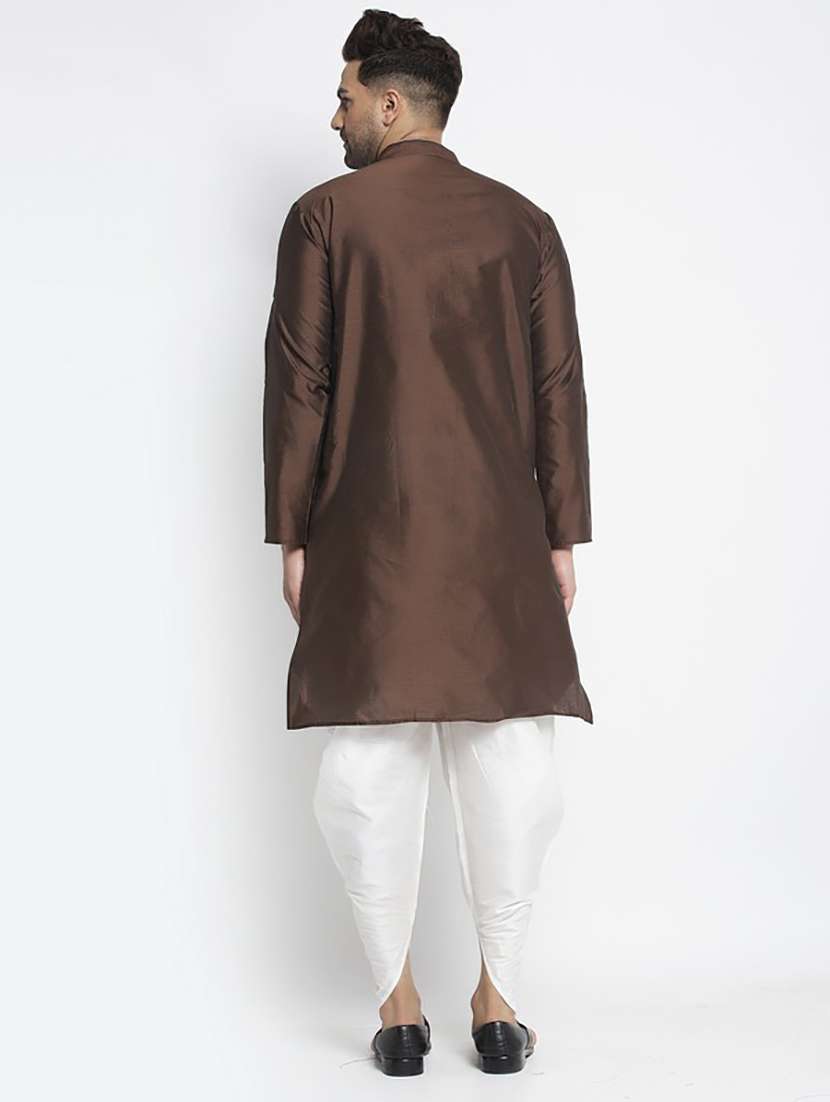 men solid dhoti kurta ethnic wear set - 21621514 - Standard Image - 2