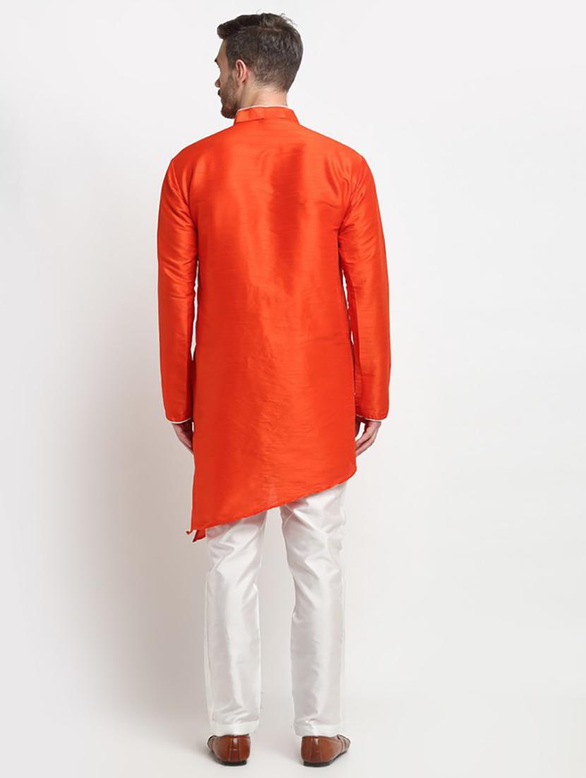 men solid asymmetric kurta pyjama ethnic wear set - 21621518 - Standard Image - 2