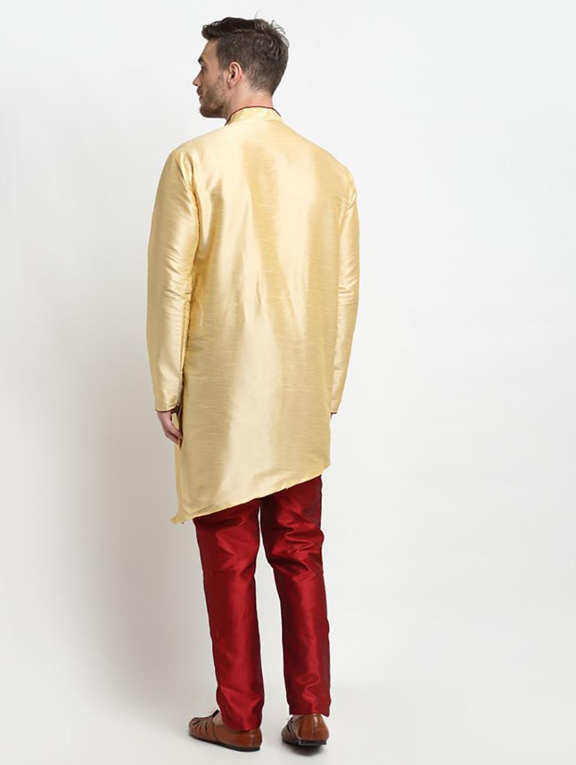 men solid asymmetric kurta pyjama ethnic wear set - 21621520 - Standard Image - 2