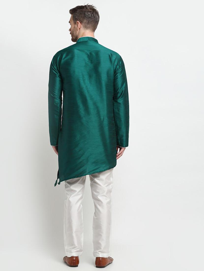 men solid asymmetric kurta pyjama ethnic wear set - 21621521 - Standard Image - 2