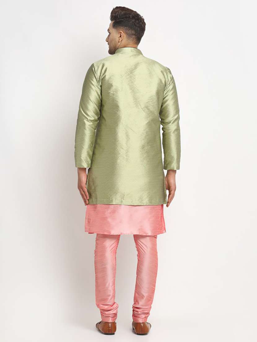 men kurta pyjama with jacket ethnic wear set - 21621550 - Standard Image - 2