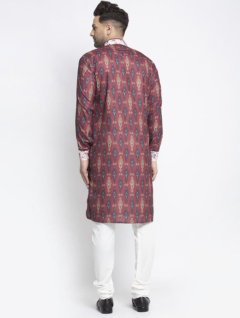 men printed kurta pyjama ethnic wear set - 21621630 - Standard Image - 2