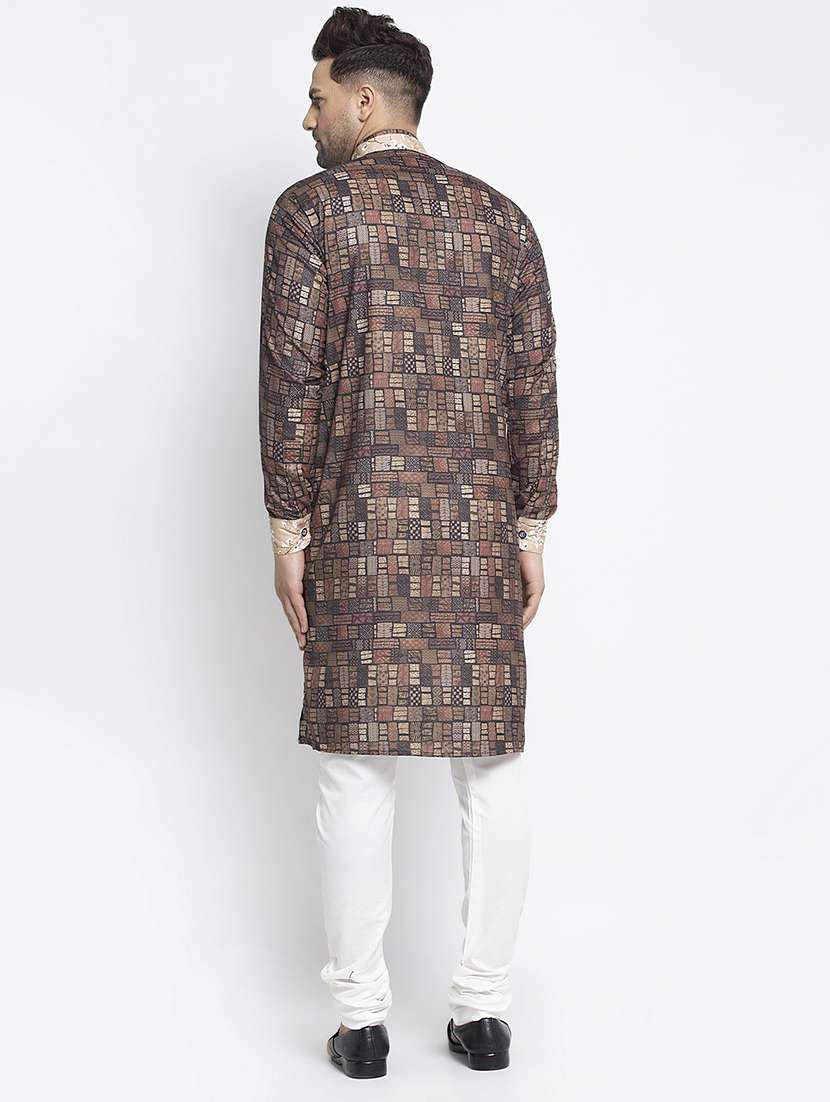 men printed kurta churidar ethnic wear set - 21621636 - Standard Image - 2