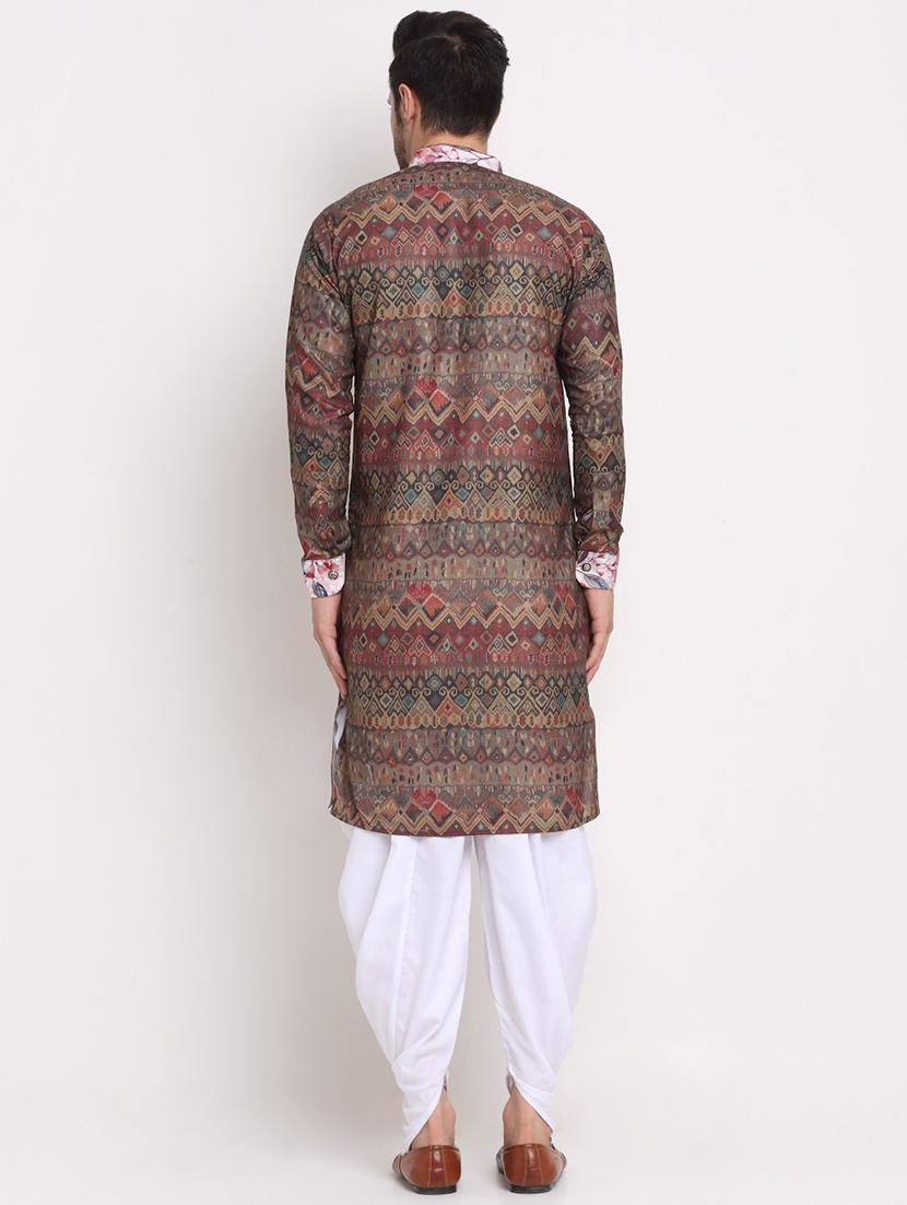 men solid dhoti kurta ethnic wear set - 21621651 - Standard Image - 2