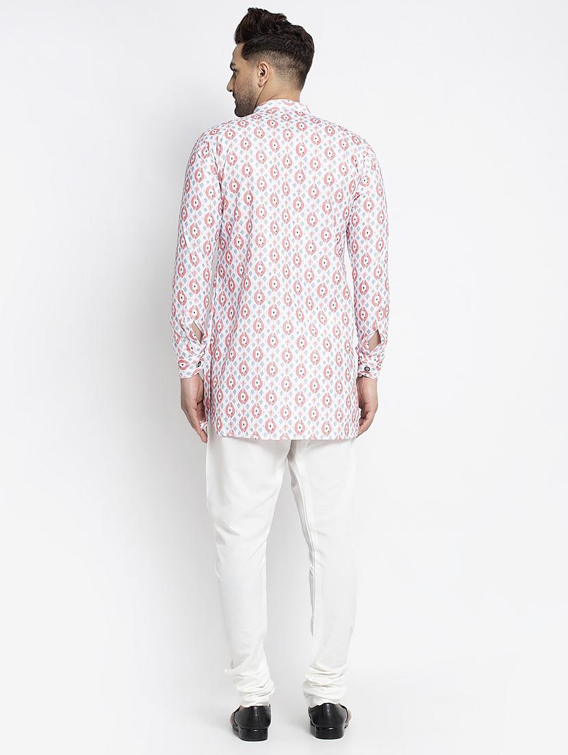 men printed asymmetric kurta churidar ethnic wear set - 21621721 - Standard Image - 2
