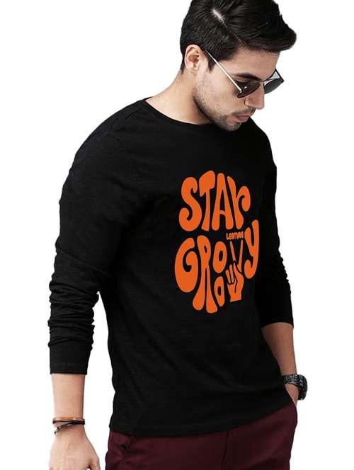men round neck front printed t-shirt