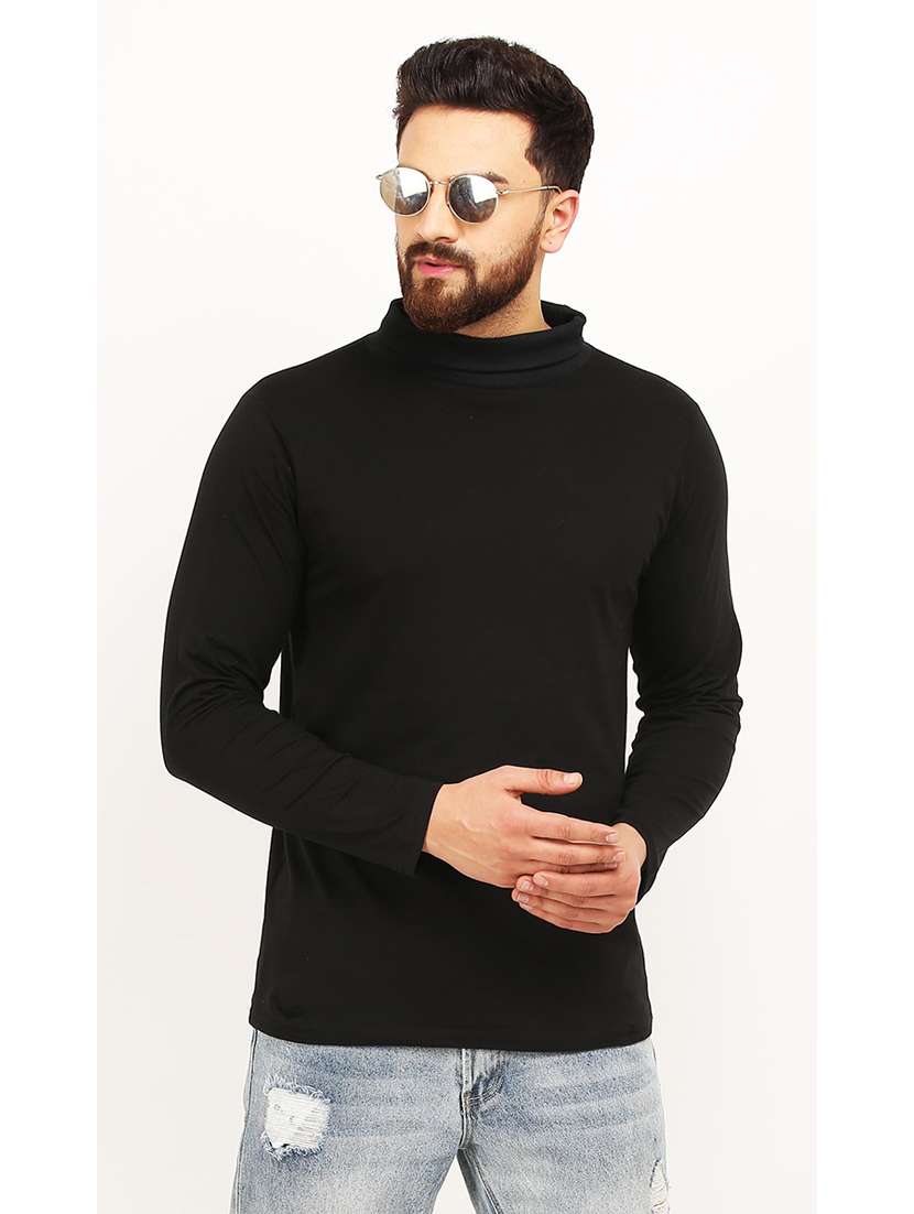men high neck plain t-shirt