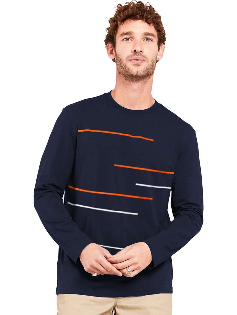 men round neck front printed t-shirt