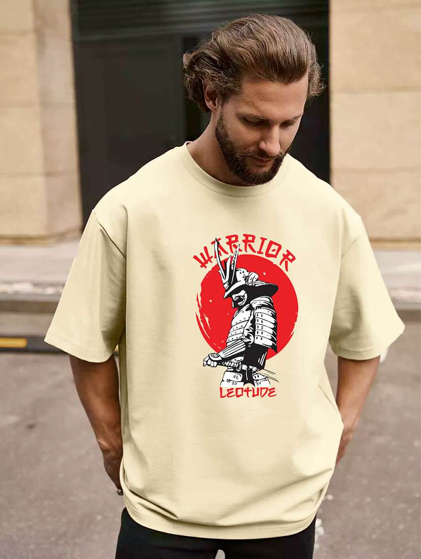 men round neck printed oversized t-shirt