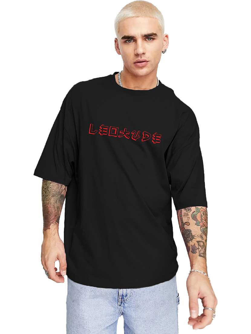 men round neck printed oversized t-shirt