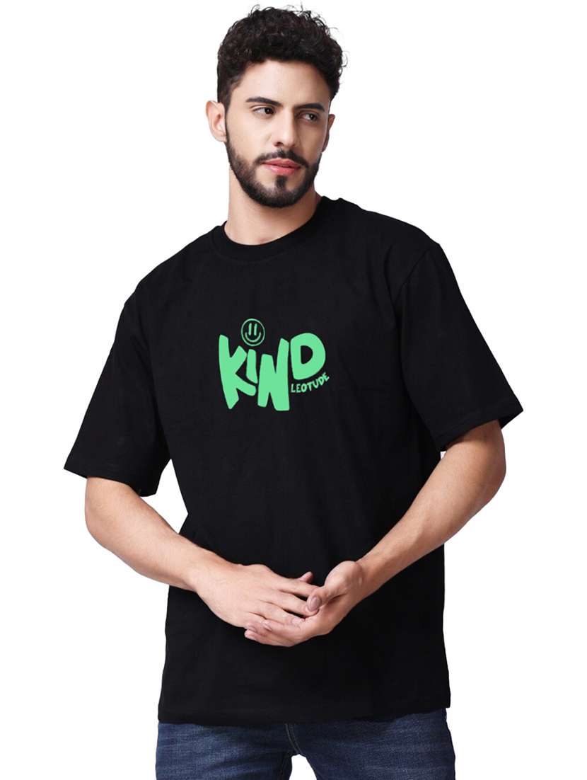 men round neck printed oversized t-shirt