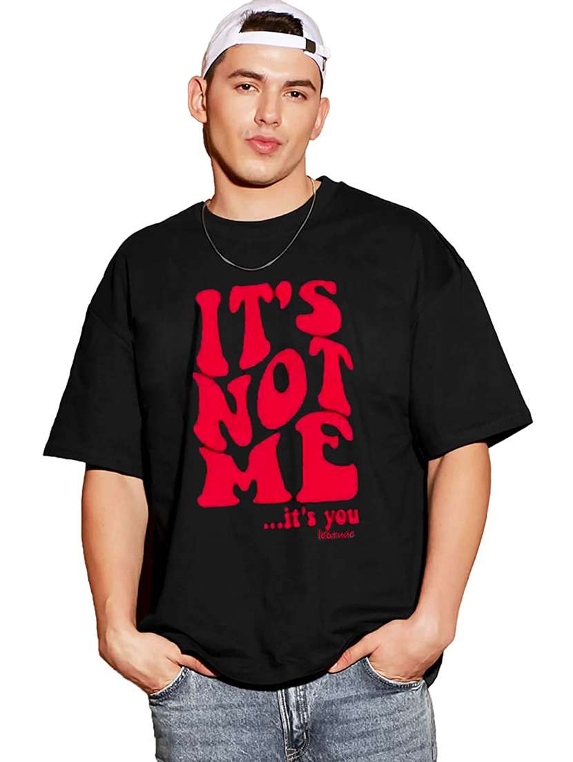 men round neck printed oversized t-shirt