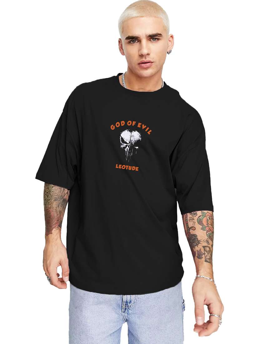 men round neck printed oversized t-shirt