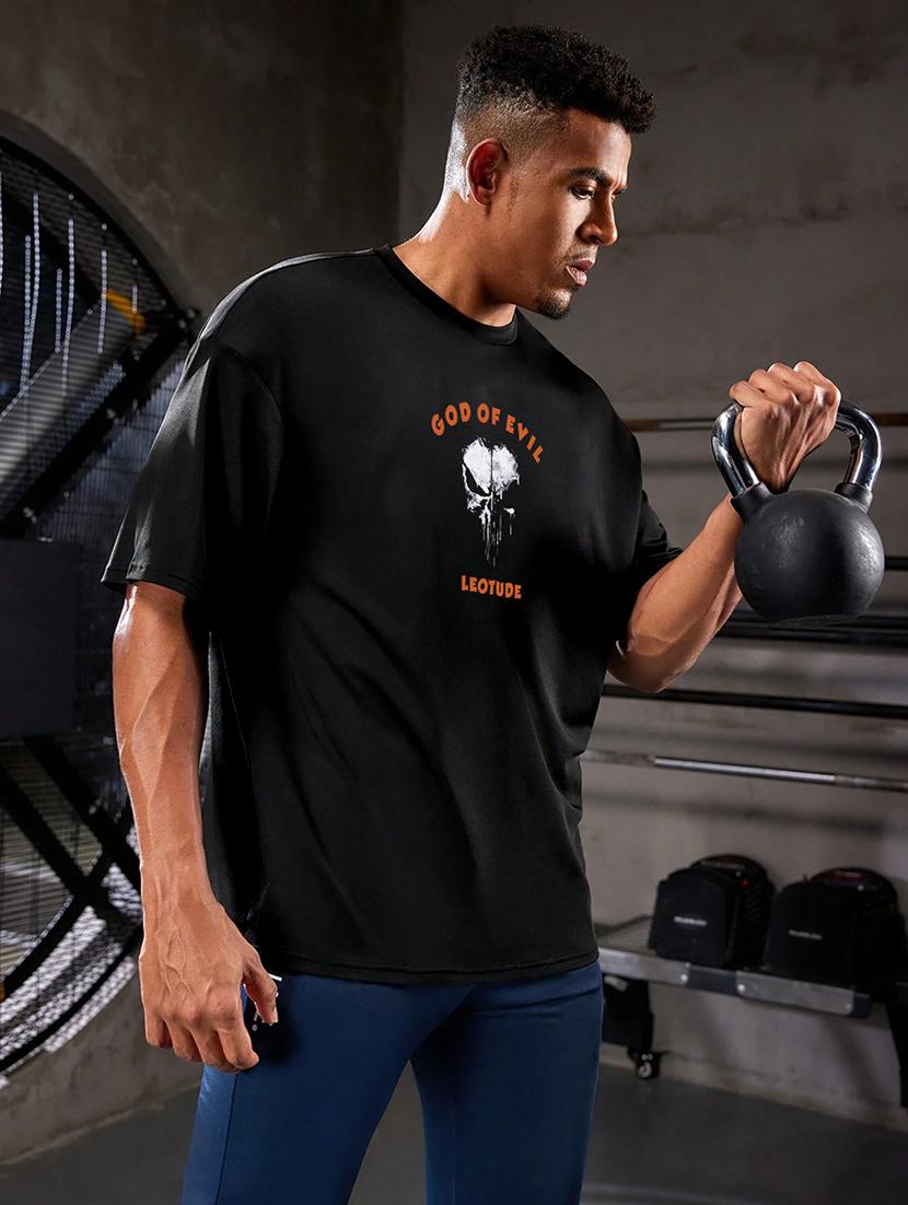 men round neck printed oversized t-shirt